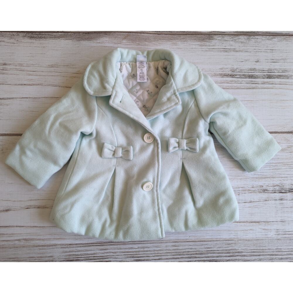 Little Me Pastel Mint Green Peacoat sz 12 M